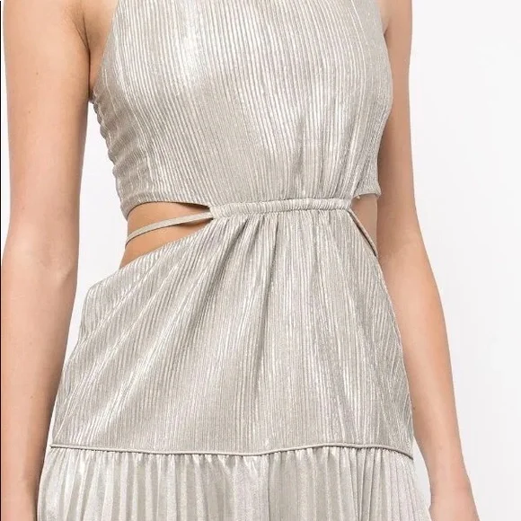 JONATHAN SIMKHAI Daisy cutout plissé-lamé maxi dress NWT - Picture 7 of 12